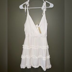 NWT Francesca's sz S small Trixxi White Sleeveless mini Dress New with Ruffles